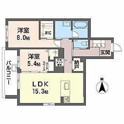 リノア泉が丘 1階2LDKの間取り