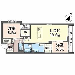 シクラシオン 2LDKの間取図画像