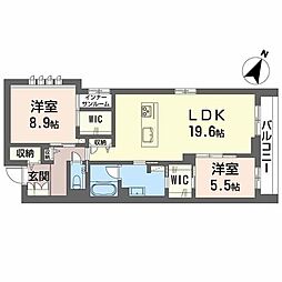 シクラシオン 2LDKの間取図画像