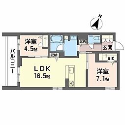シクラシオン 2LDKの間取図画像