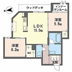 ヴェスプッチ(VESPUCCI) 2LDKの間取図画像