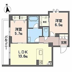 シャーメゾン　アトリエール 2階2LDKの間取り
