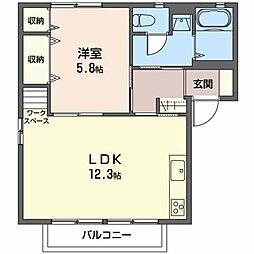 メゾンドシャリテ 2階1LDKの間取り