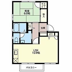 ・グレイス小杉 2階1LDKの間取り