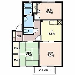 グレイスハウスA 3Kの間取図画像