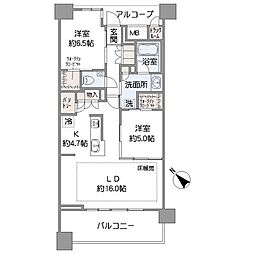 プラウドシティ日吉レジデンス2 2LDKの間取図画像