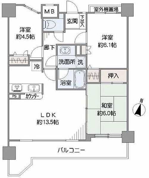 約13.5帖のLDKに和室が隣接◎ライフスタイルにあわせて一体利用が可能です。各洋室は振り分けタイプですので、プライベートタイムもゆっくりとお過ごしいただけます。