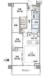 川崎市中原区今井西町マンション 3LDKの間取図画像