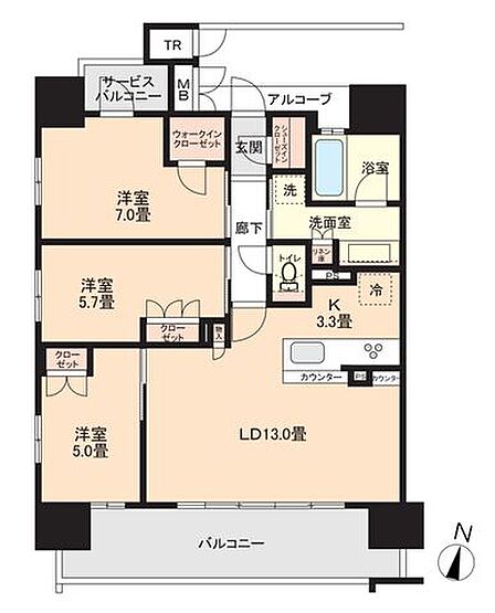 3LDK 間取り