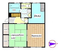 マンションふじ 3階2DKの間取り
