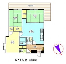 ハイム屋敷前 3階3LDKの間取り