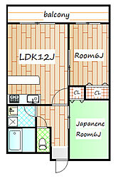 フォレストハウス 1階2LDKの間取り