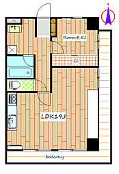 シャルマンコーポ高崎 1LDKの間取図画像