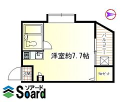 ベルコート石原I 2階ワンルームの間取り