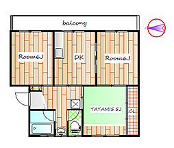 高富ハイツ 3階3DKの間取り