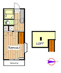 ult la sept 2階1Kの間取り