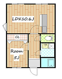エルシード 2階1LDKの間取り