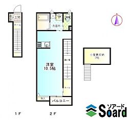 ウィステリア前橋 2階ワンルームの間取り