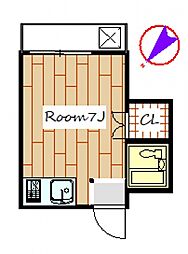 三樹ハイツ筑縄 ワンルームの間取図画像