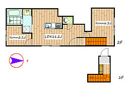 K・グランデ倉賀野 2階2LDKの間取り