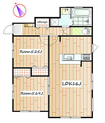前橋市アパート 1階2LDKの間取り