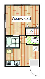 ハイツフレンド日吉 3階1Kの間取り