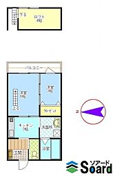 パレスK's 2DKの間取図画像