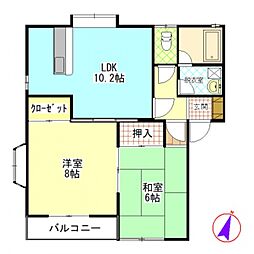 ツインシャトレーA 2LDKの間取図画像
