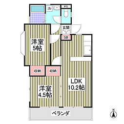 チェリーヒル 2LDKの間取図画像