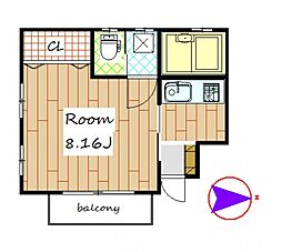 コーポ・ミルクール 1Kの間取図画像