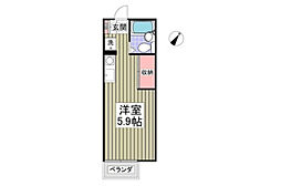 オゼットワールA ワンルームの間取図画像