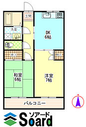 グリーンヒルズ 2DKの間取図画像