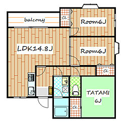 メゾンパステルW 3LDKの間取図画像