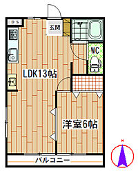ロビンソンハイツ豊岡 1LDKの間取図画像