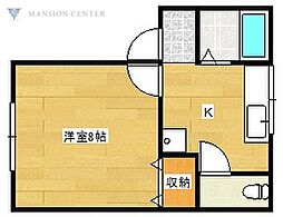 ツインズB 1Kの間取図画像