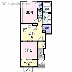 ブリリアント 2DKの間取図画像