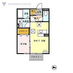スクエア空港西 1DKの間取図画像