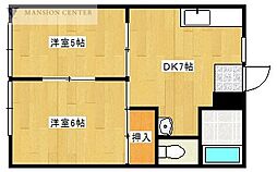 コーポ河内2 2DKの間取図画像