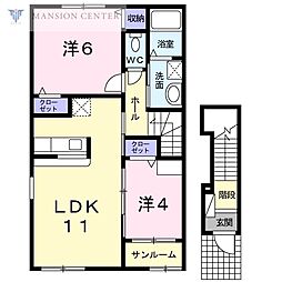 サジッターリオ柊 2LDKの間取図画像