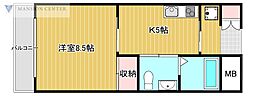 サポートタウン河渡 1DKの間取図画像