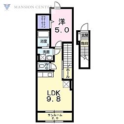 グランエスポアールN 1LDKの間取図画像