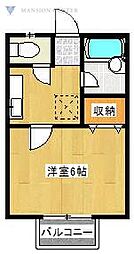 ブロードウェータウンB 1Kの間取図画像