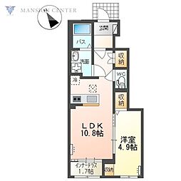 プレシア 1LDKの間取図画像