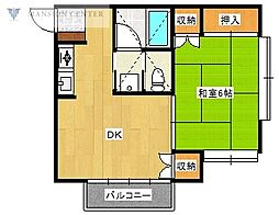 アルビヨン下大口 1DKの間取図画像