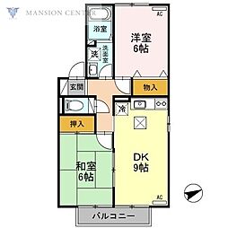 ウォーターシールドA棟 2DKの間取図画像