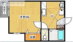 メゾンソレイユ 1DKの間取図画像