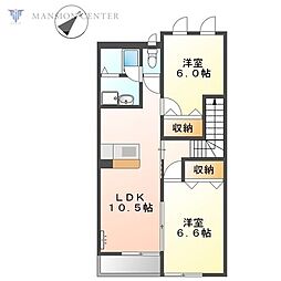 クレセントコート 2LDKの間取図画像