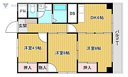 東洋ハイツ 3DKの間取図画像