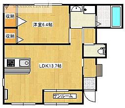 ディアイースト 1LDKの間取図画像