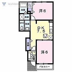 プロムナードU1 2DKの間取図画像